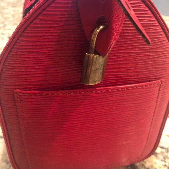 Red Louis Vuitton Speedy 25 Epi Handbag Purse Tote - Picture 5 of 8